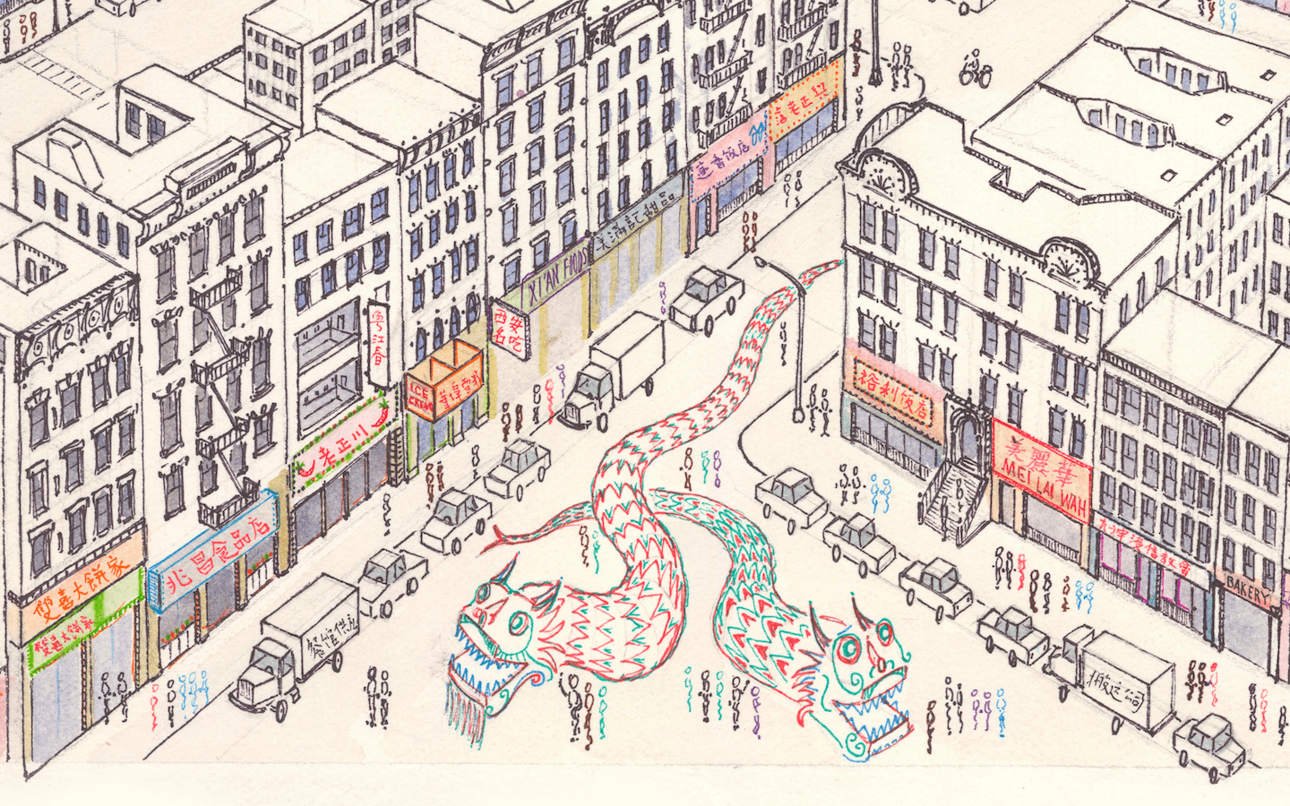 New York Chinatown: time-lapse drawing